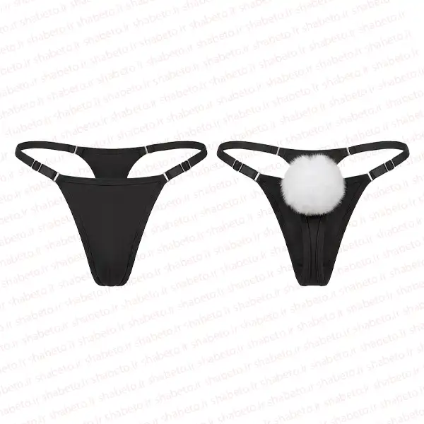 back-rabbit-balck-1 شورت فانتزی خرگوشی پوم دار نمای روبرو و پشت