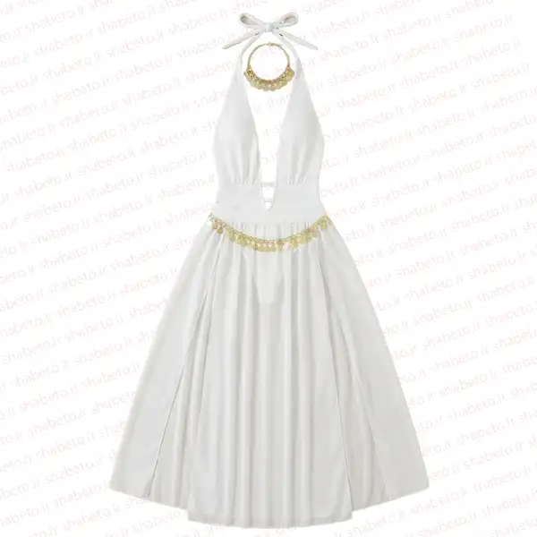 women-white-arabic-custom-9053-1 لباس کاستوم عربی رنگ سفید نمای روبرو