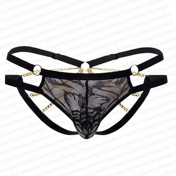 men-chained-mesh-short-1 شورت توری پشت زنجیر مردانه نمای روبرو فروشگاه شب تو